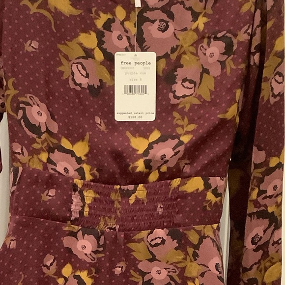 NWT FREE PEOPLE PURPLE COM LONG SLEEVE MINI DRESS❤️❤️❤️❤️ - Picture 7 of 16